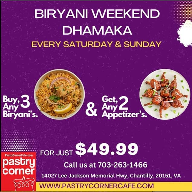 Buy 3 Biryanis & 2 Appetizers