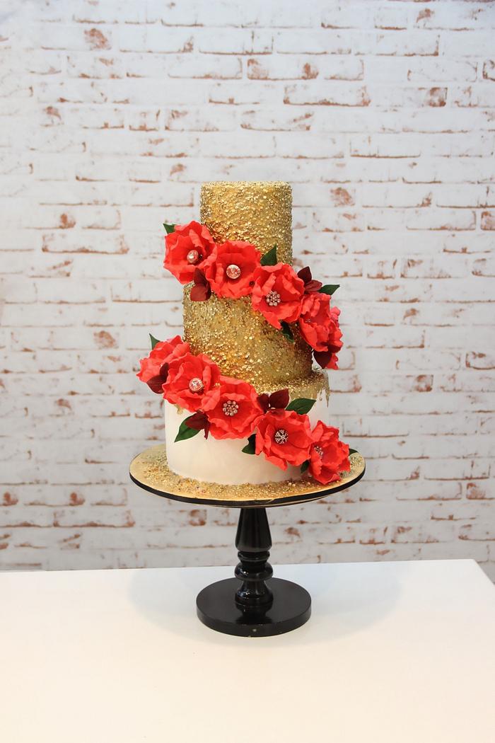 Gold Tiered Wedding Cake